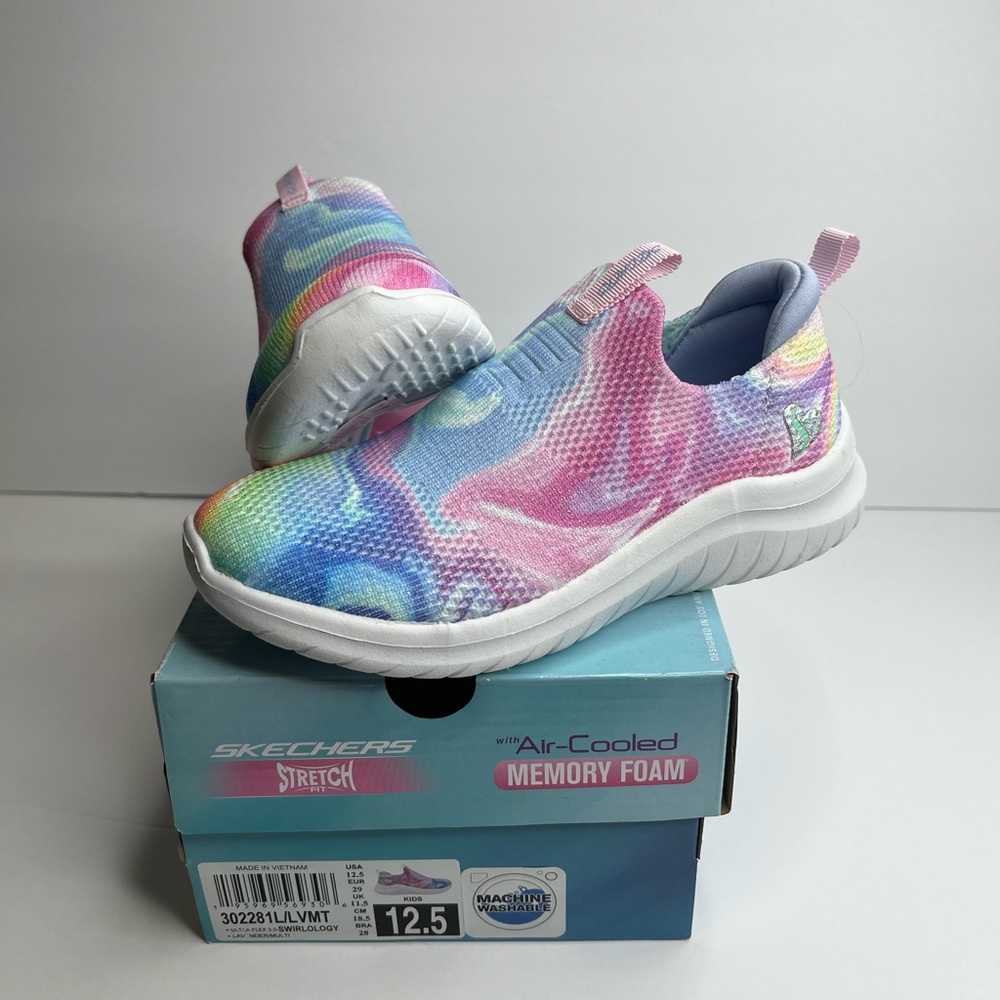 NWT Skechers Kids' Rainbow Slip-On Sneakers